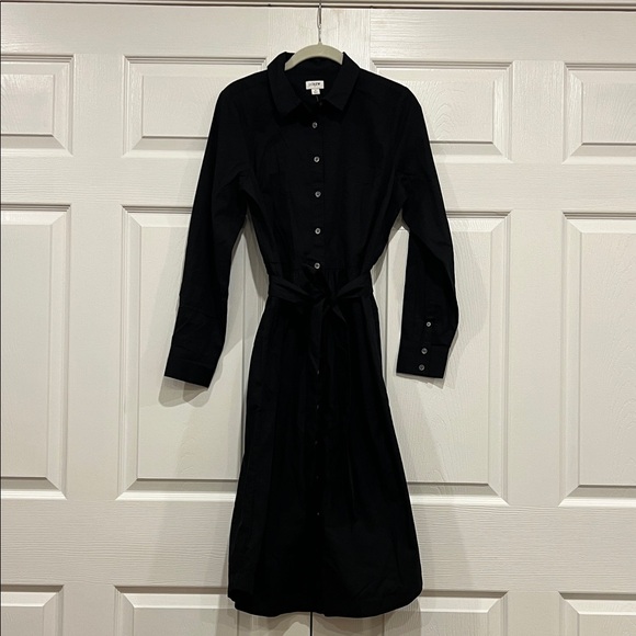 J. Crew Factory Long-sleeve Poplin Shirtdress Womens Black Size 4 - Picture 1 of 9